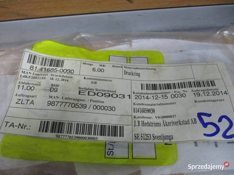 Pierścień dociskowy zderzaka Man 81416850030 zderzaki Motoryzacja Mogilno