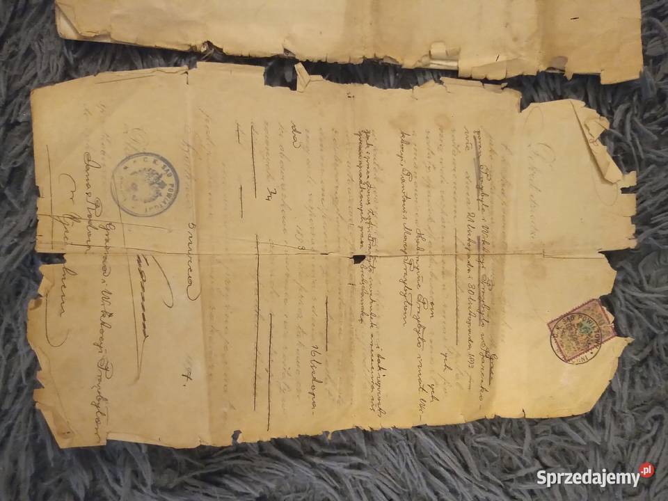 Kompletny dokument 1896r Umowa o dział Do Katowice sprzedam