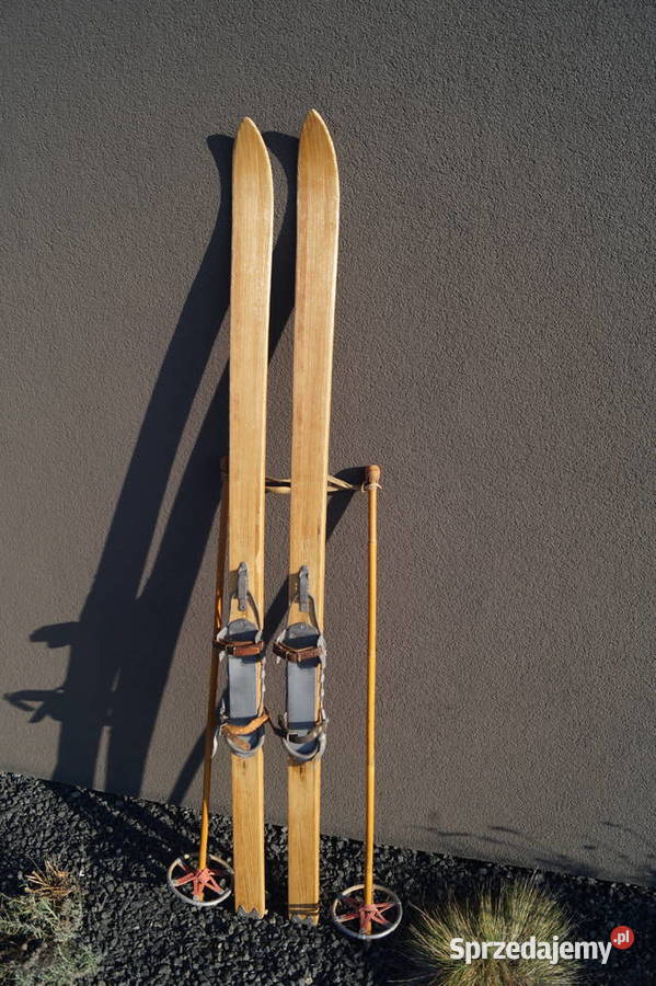 Stare narty jesionowe 185 z kijkami