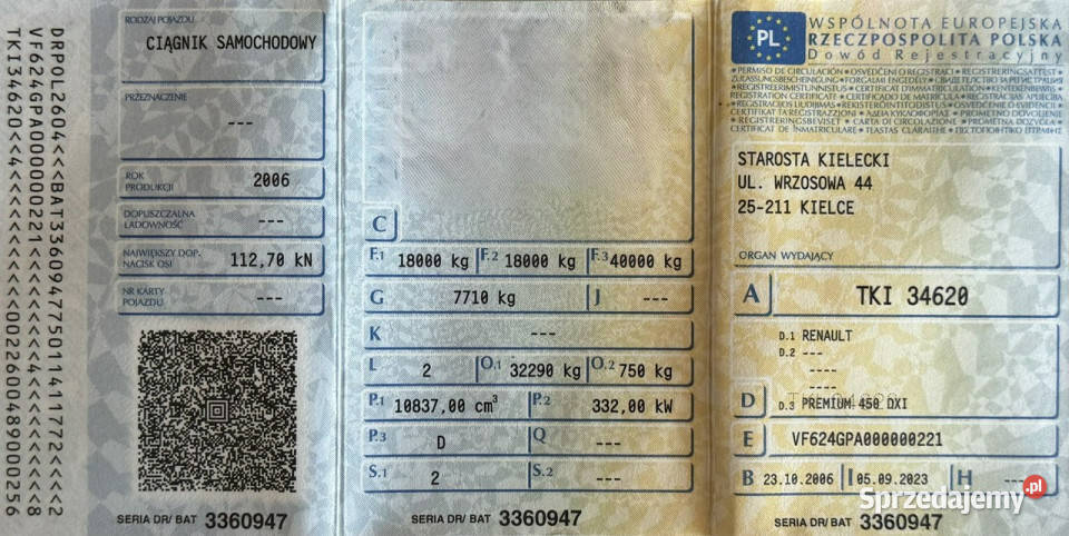 Renault Premium 450 DXI Euro 5 Excellence świętokrzyskie Widełki