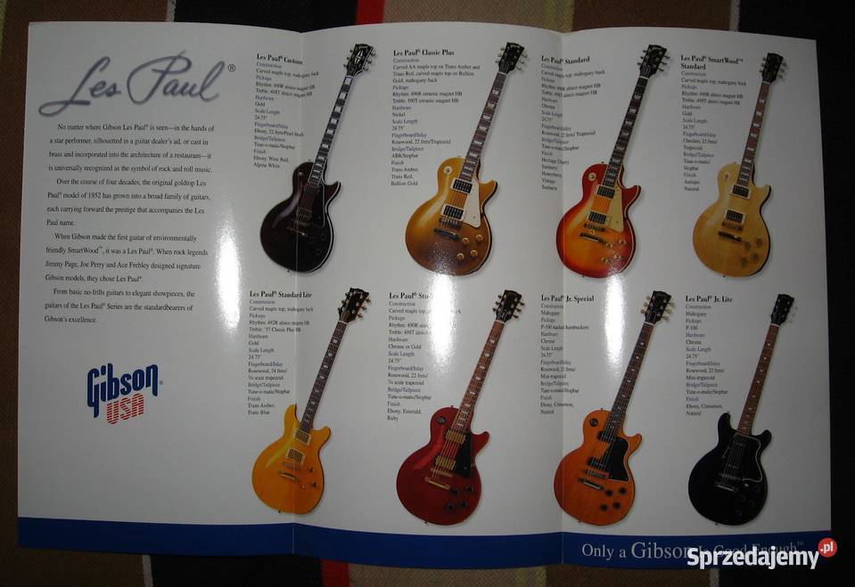 Gibson Les Paul 1999 guitar brochure broszura Kępice