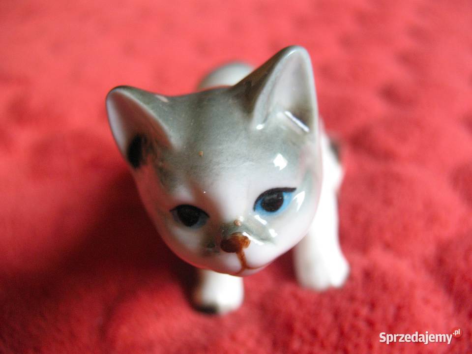 KOT pręgowany 45 x 10 x 4 Figurka z porcelany szary