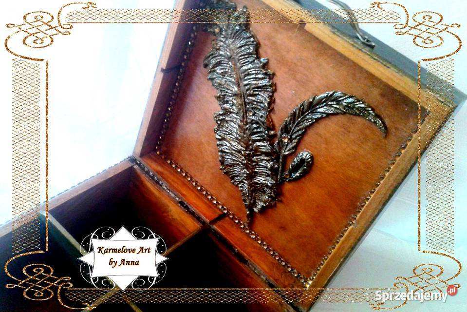 Herbaciarka szkatułka rękodzieło prezent Rękodzieło Warszawa