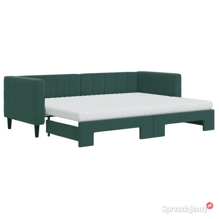 Sofa rozsuwana z materacami ciemnozielona Łóżka i materace Warszawa