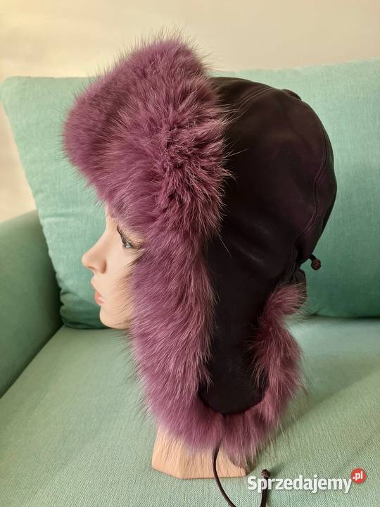 Nowa skórzana czapka uszatka damska polska Gena Nisko