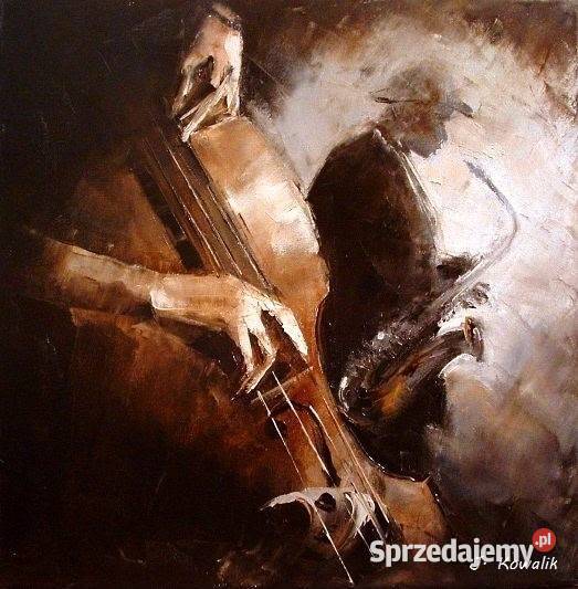 Kowalik Jazz obraz olejny 30x30 muzyka Warszawa