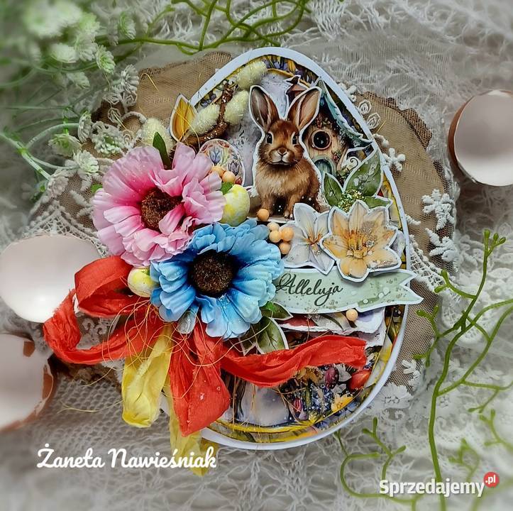 Kartka świąteczna wielkanocna z pudełkiem