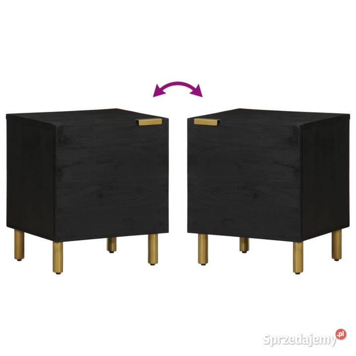 Szafka nocna czarna 40x33x46 lite drewno mango