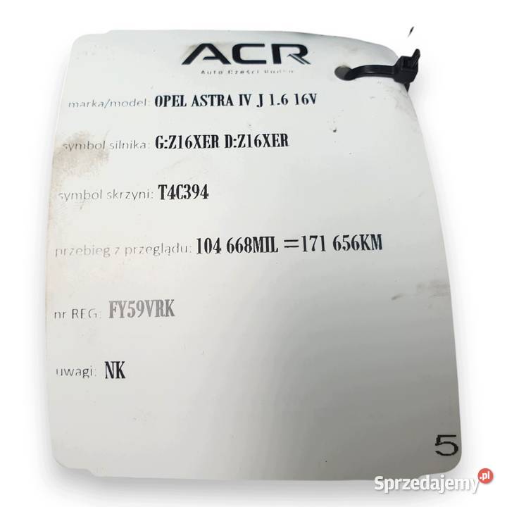ROZRUSZNIK Opel Astra J Insignia Zafira Mokka 16 Układ elektryczny silnika Chełm