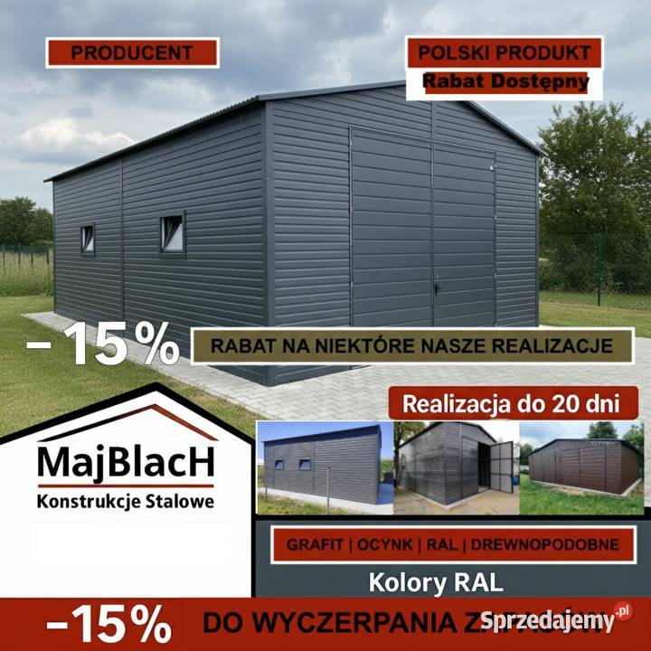 A01Garaż Blaszany Grafitowy Montaż Wiata Sprzedaż podkarpackie Przemyśl