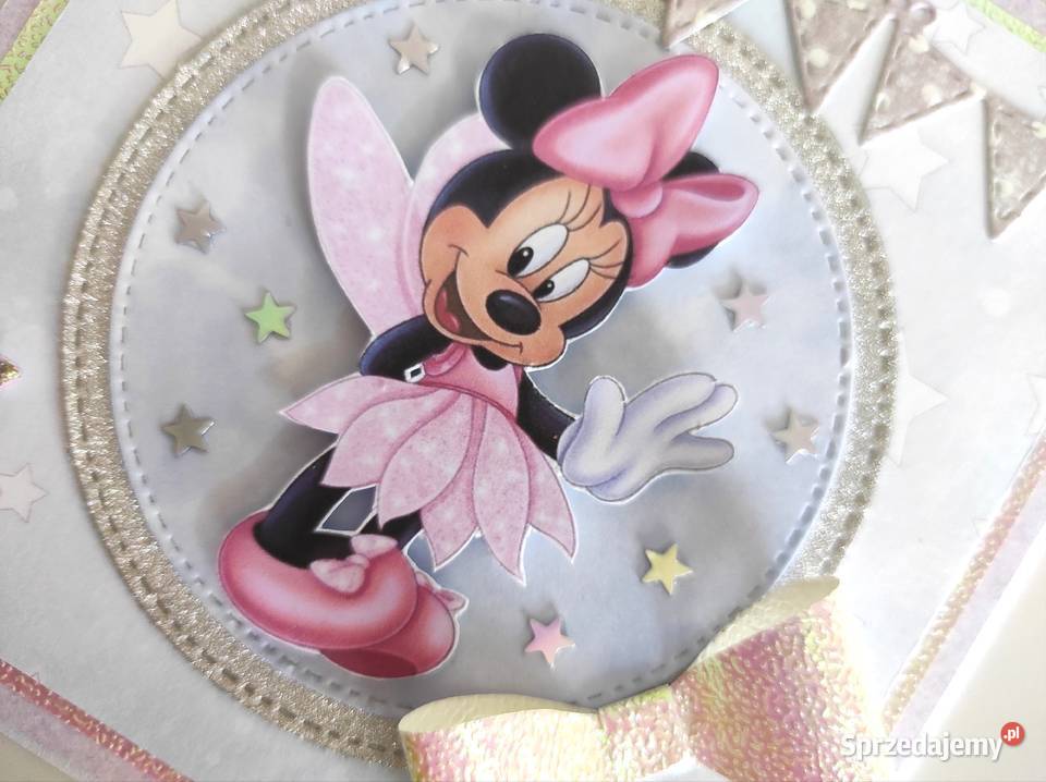 Kartka ręcznie robiona na urodziny Myszka Minnie łódzkie Łódź