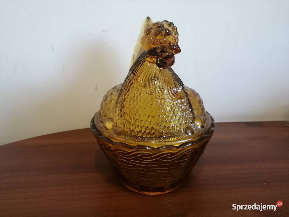 Kura szklana z Ząbkowic bursztynowa duża szkło dolnośląskie sprzedam