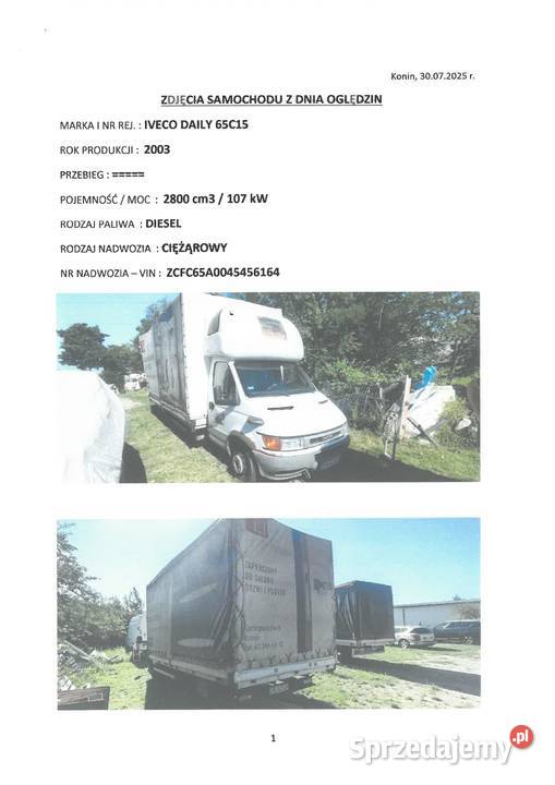 Syndyk sprzeda samochód ciężarowy Iveco Daily Konin
