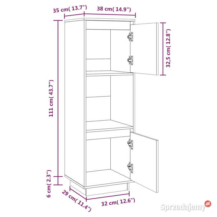 Szafka szara 38x35x117 lite drewno sosnowe Warszawa