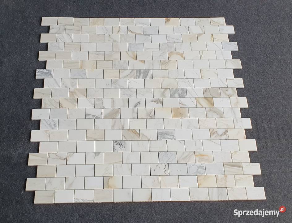 Mozaika marmurowa Bianco Calacatat Gold Bricks