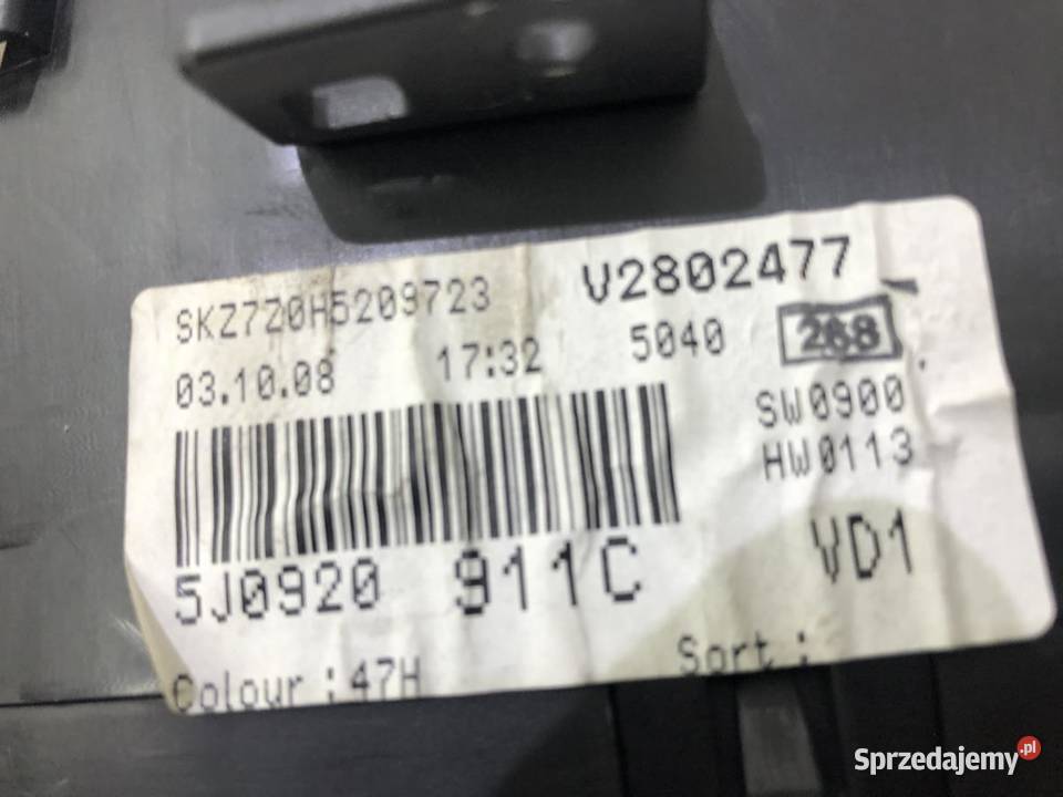 LICZNIK ZEGARY 5J0920911C SKODA FABIA II EU wielkopolskie sprzedam