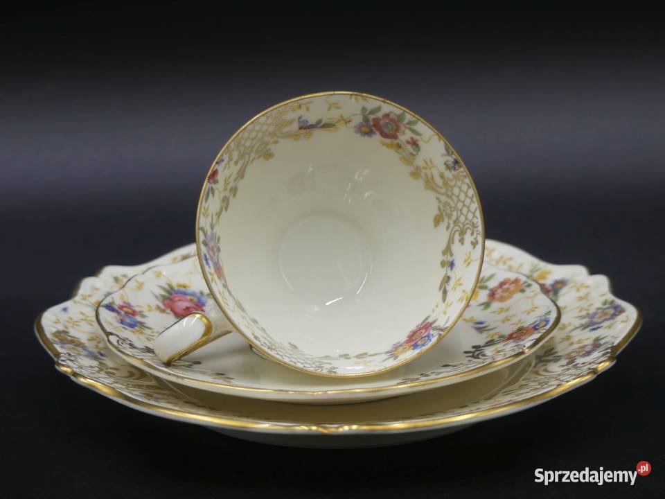 Zjawiskowe trio do mokki Sorau Żary 1928 45 Porcelana i szkło