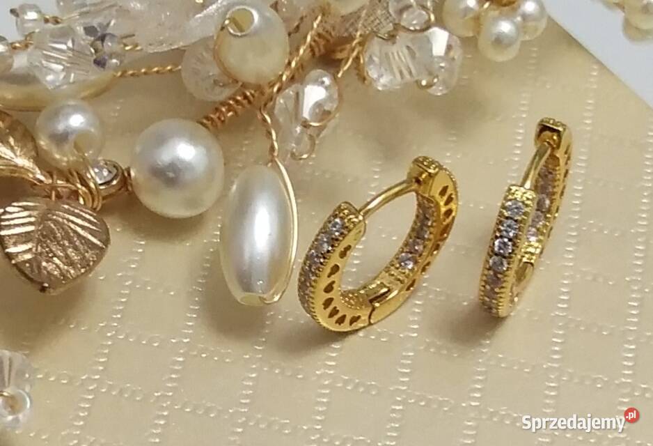 Złote kolczyki Pandora srebro platerowane złotem Zgierz