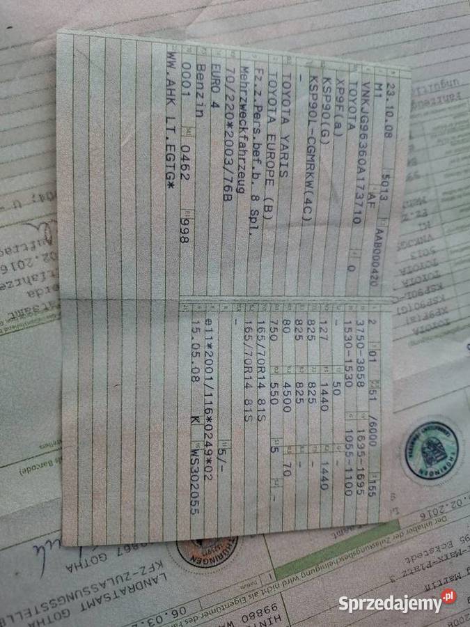 Toyota Yaris 2008 10 180000km wielkopolskie Dobrzyca