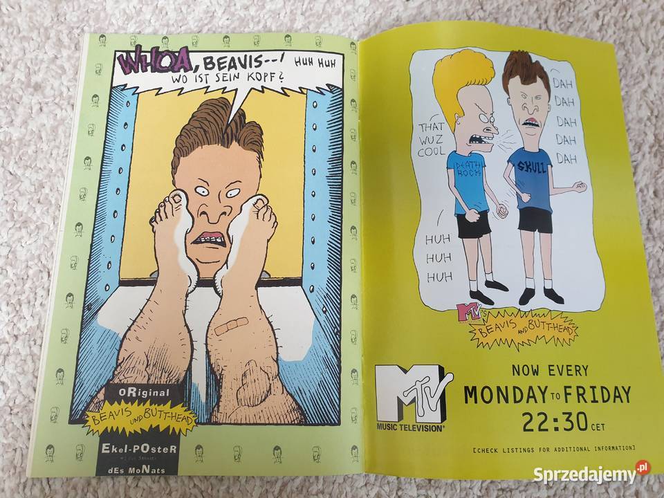 Beavis und ButtHead komiks z plakatem 1994 humor i satyra