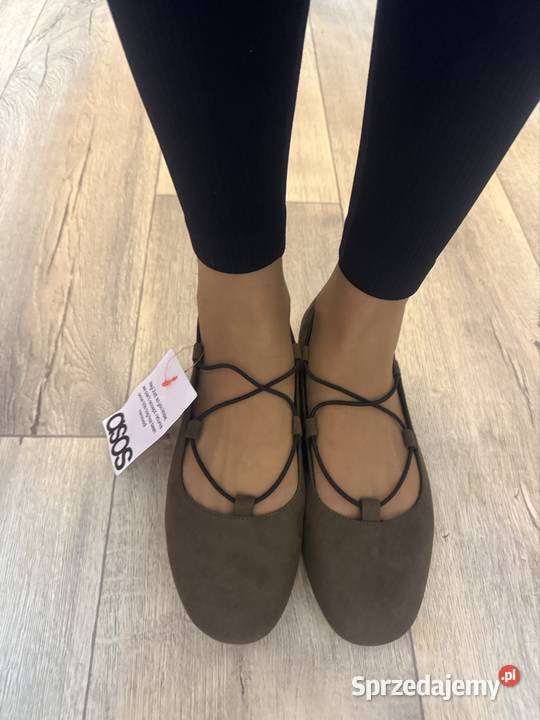 40 Asos Design Zielone khaki baleriny wieczorowe sprzedam
