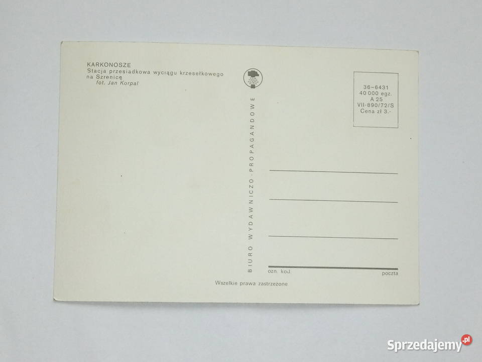 Pocztówka Karkonosze z 1972r NOWA śląskie Dąbrowa Górnicza