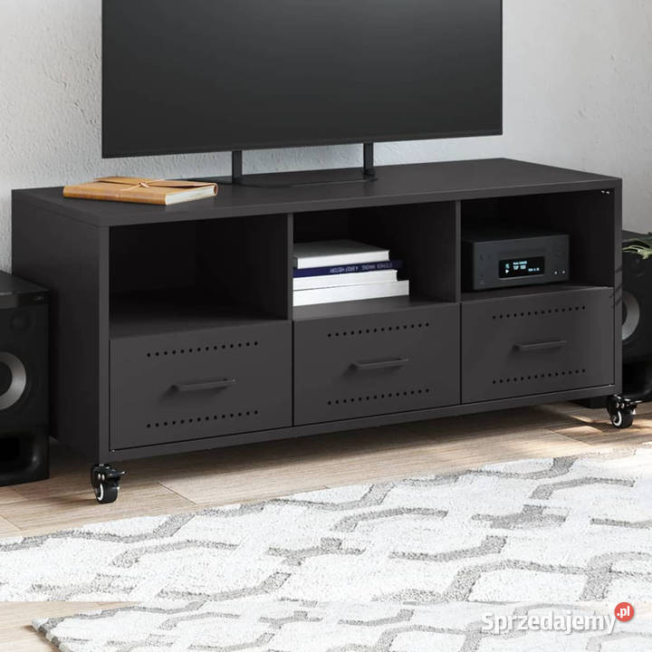 Szafka RTV czarna 1005x39x435 stal WM846692 RTV Warszawa