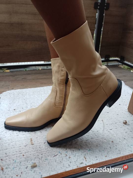 38 ZARA Real Leather skórzane Botki z Madrytu Kraków sprzedam