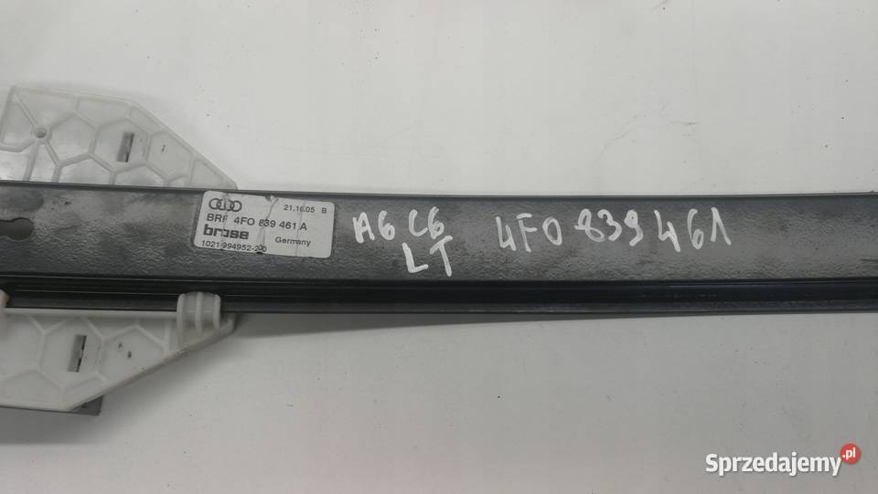 MECHANIZM SZYBY LEWY TYŁ AUDI A6 C6 4F0839461 A Przystajń