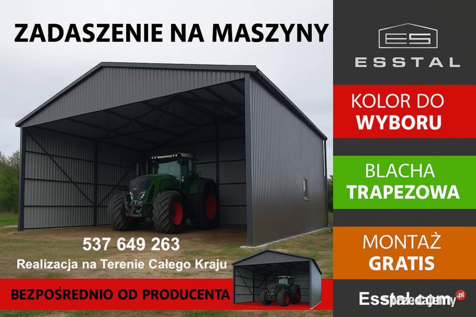 Duży Ocynkowany Garaż  OTWARTY Wiata Hala Garaż Dobrzyń nad Wisłą
