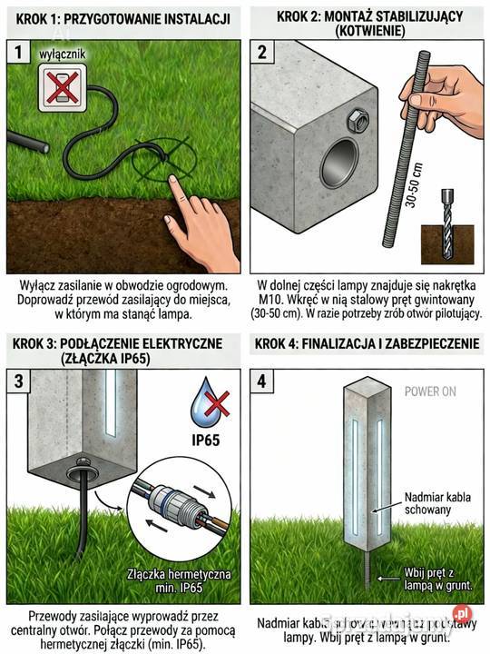 Lampa ogrodowa betonowa słupek podświetlenie LED wielkopolskie Ostrzeszów