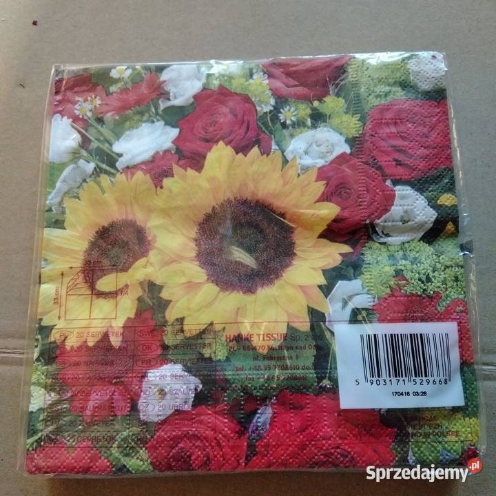 Serwetki PAW piwonie kwiaty róże 20 sztuk Skarżysko-Kamienna