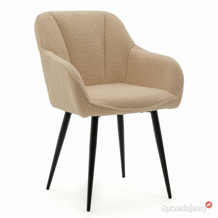 Krzesło Tapicerowane Lago Ciemnobeżowe Boucle