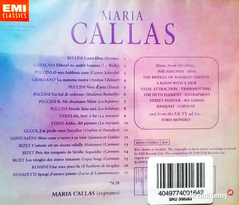 CD Nowa Wspaniały CD MARIA CALLAS Popular Music 1 płyta Kraków