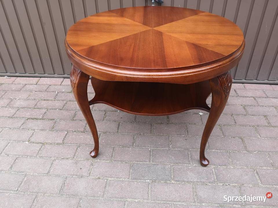 Stolik Ława Okrągły Orzech Antyk Stary Renowacji wielkopolskie