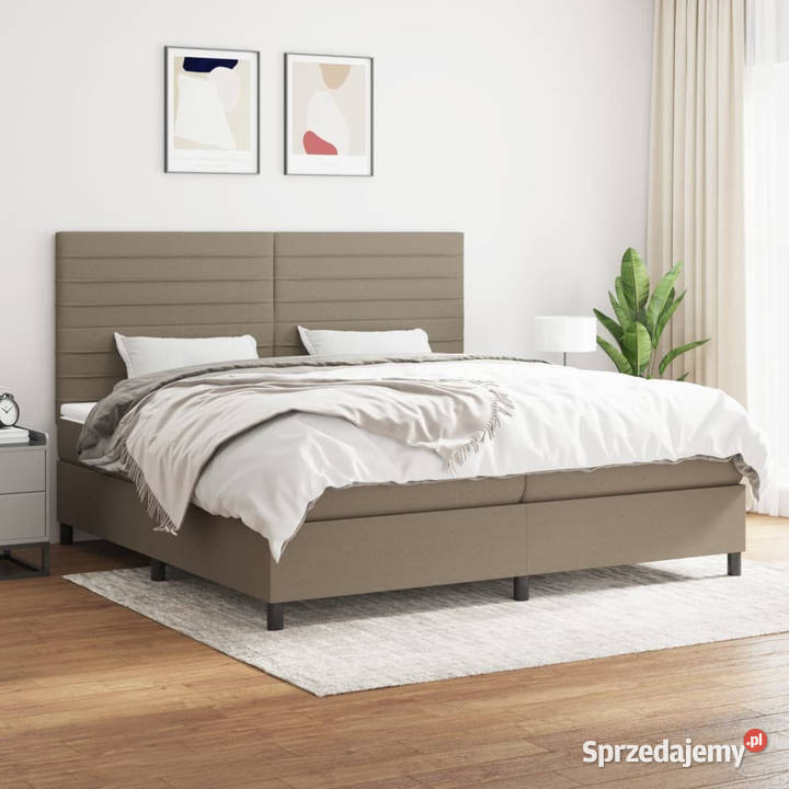 Łóżko kontynentalne z materacem taupe tkanina 203cm Warszawa