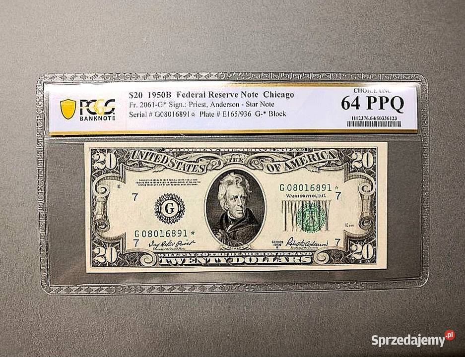 USA 20 Dolarów 1950 r Chicago Seria ZASTĘPCZA Numizmatyka Węgorzewo