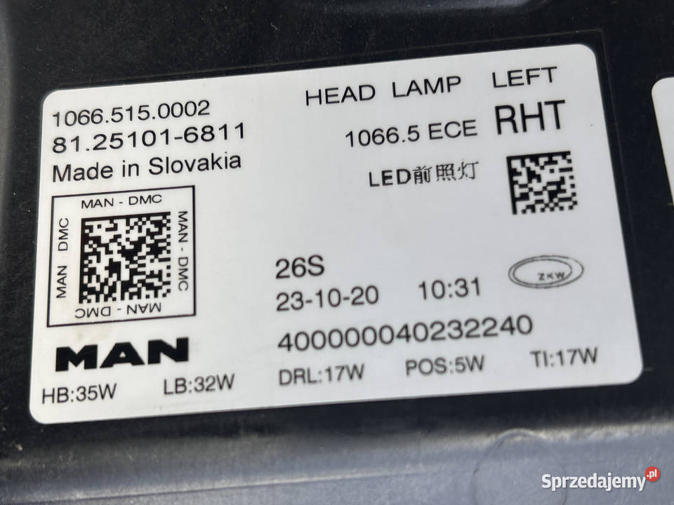 LAMPA LEWA FULL LED MAN TG3 TGX TGS TGL Sulechów