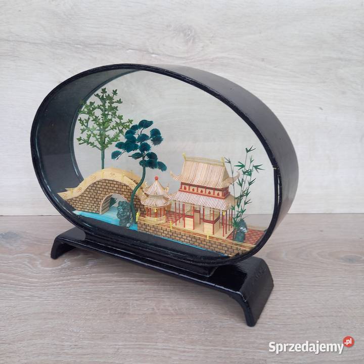 Duża japońska diorama z korka miniatura japońska Warszawa