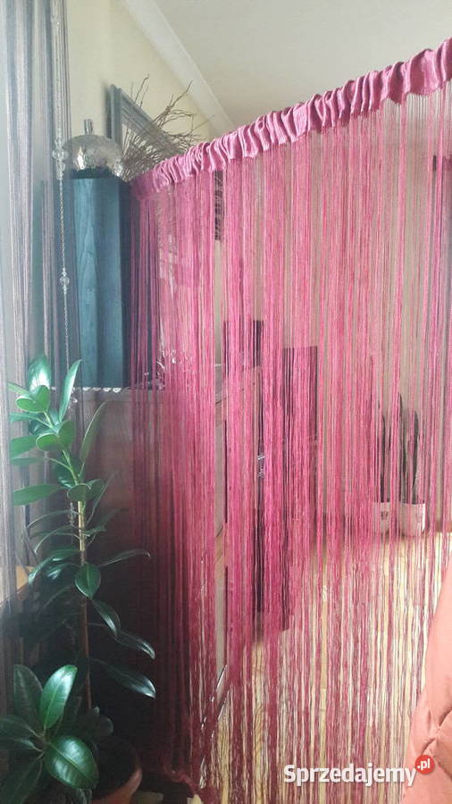 Firana makaron malina fuksja 290x160 nitki paski Radom