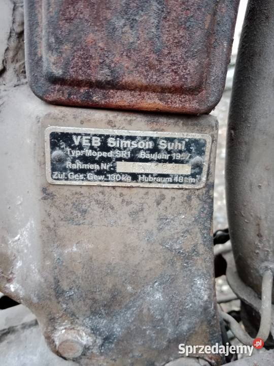Simson Sr 1 1957 Rok produkcji 1957 Brzezie sprzedam