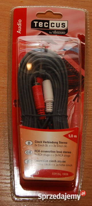 KABEL Teccus 2x RCA cinch 2x RCA cinch 5m nowy Warszawa
