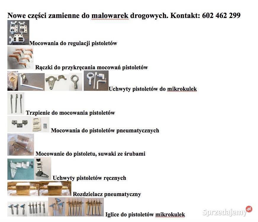 CZĘŚCI NOWE DO MALOWAREK DROGOWYCH Motoryzacja kujawsko-pomorskie Brodnica