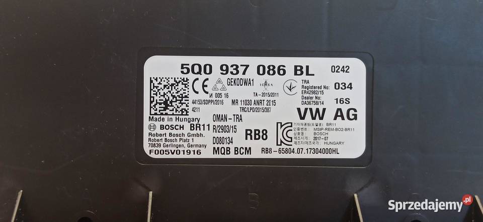 SKODA KODIAQ MODUŁ KOMFORTU 5Q0937086BL osobowe dolnośląskie