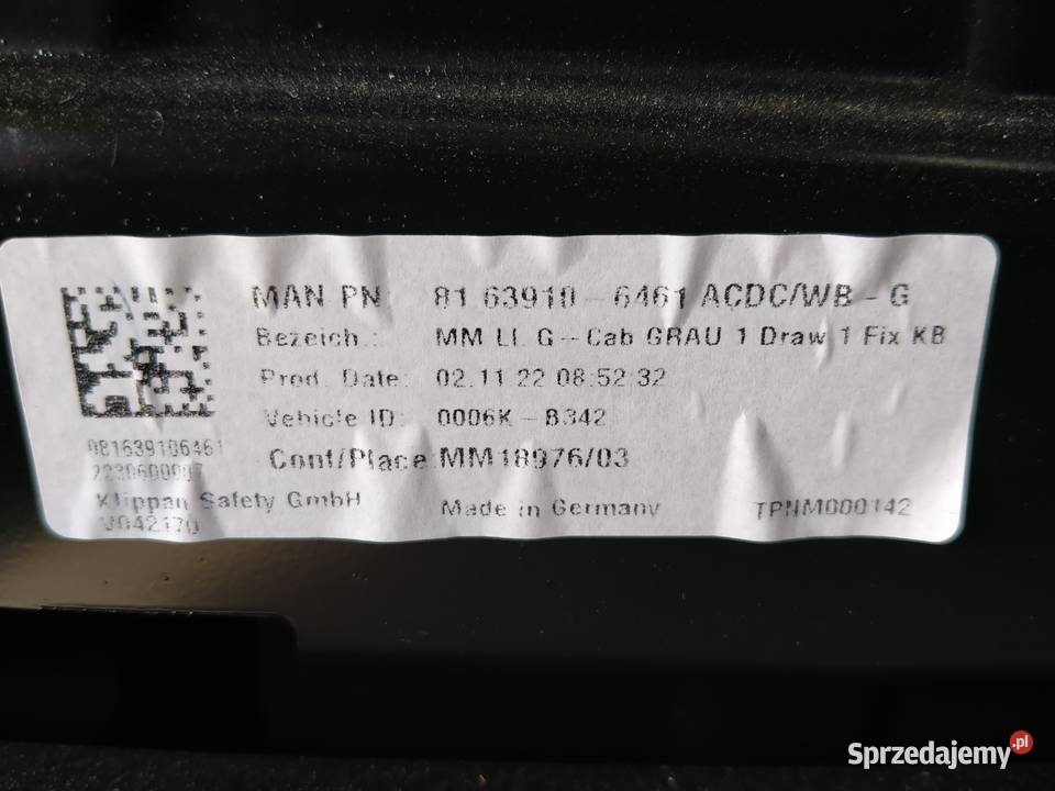 MAN TG3 TGX3 SCHOWEK LODÓWKI LODÓWKA 81639106461 Schowki, półki sprzedam