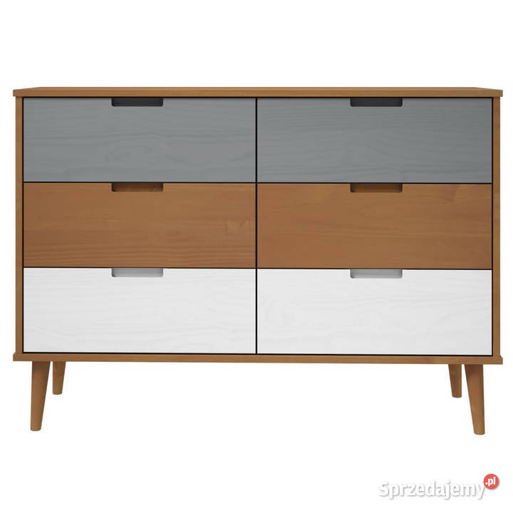 Komoda MOLDE brązowa 113x40x80 lite drewno Warszawa