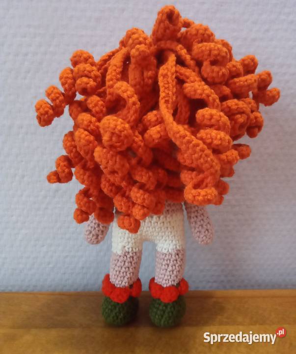Lalka rudowłosa zielona sukienka amigurumi Wrocław