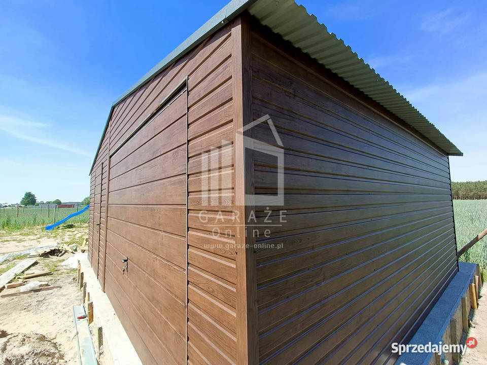 GARAŻ BLASZANY 6m x 5m poziom dwuspad Brama 30m2