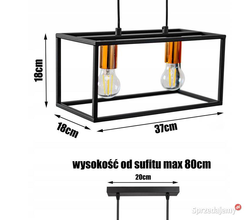 LAMPA SUFITOWA PLAFON ŻYRANDOL LOFT Czarna Choroszcz