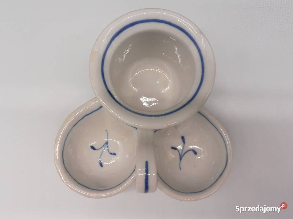 Stary ceramiczny przyprawnik dwojaczki niebieski